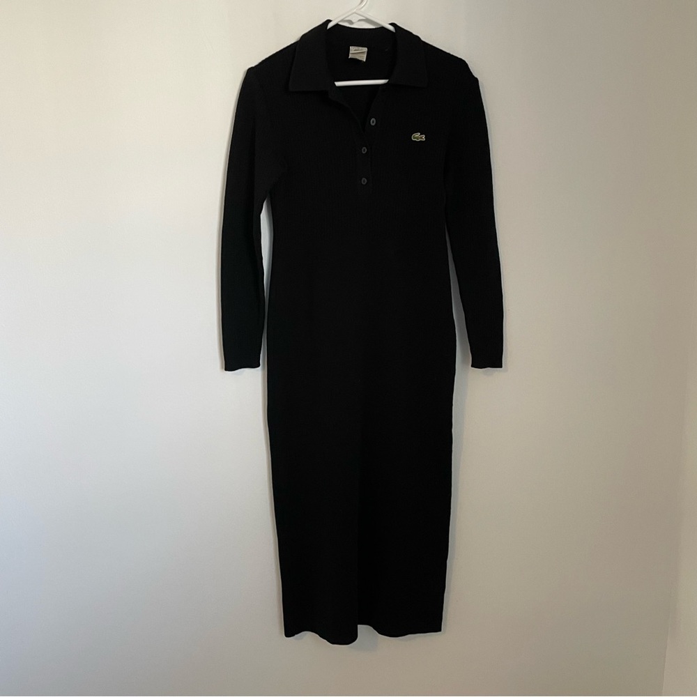 Vintage Lacoste 100% Wool Polo Sweater Dress Size 42
